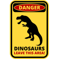 Autocollant Panneau Danger Dinosaure