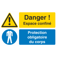 Autocollant Espace Confiné / Protection Obligatoire Du Corps