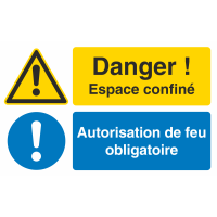 Autocollant Espace Confiné / Autorisation De Feu Obligatoire