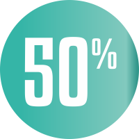 Autocollant Soldes 50% Cercle Bleu