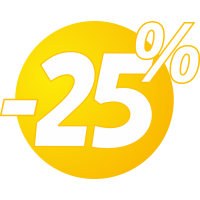 Autocollant Soldes 25% Bulles Jaunes