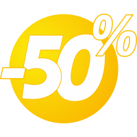 Autocollant Soldes 50% Bulles Jaunes