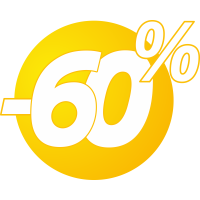 Autocollant Soldes 60% Bulles Jaunes