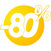 Autocollant Soldes 80% Bulles Jaunes