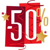 Autocollant Soldes Fêtes -50%