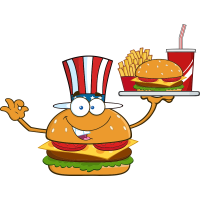 Autocollant Fast Food Hamburger Mascotte