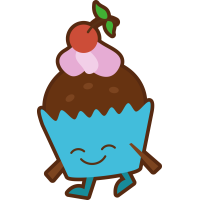 Autocollant Pâtisserie Cupcake Smiley