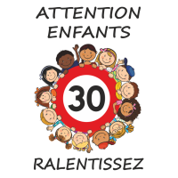 Panneau Attention enfants ralentissez