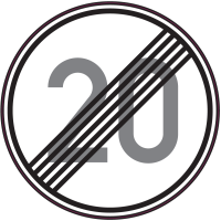 Autocollant Indication Fin Limitation Vitesse 20km/h