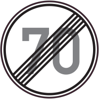 Autocollant Indication Fin Limitation Vitesse 70km/h