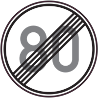 Autocollant Indication Fin Limitation Vitesse 80km/h