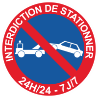 Sticker Panneau Interdiction de Stationner 24H/24 - 7J/7 Dépanneuse 2