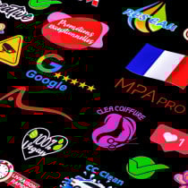 Autocollant à la forme sans marge blanche