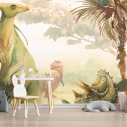Papier Peint Panoramique Dinosaures Pastel 2