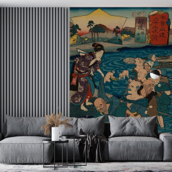 Papier Peint Panoramique Estampe 19e siècle Utagawa Kuniyoshi - Gōdo
