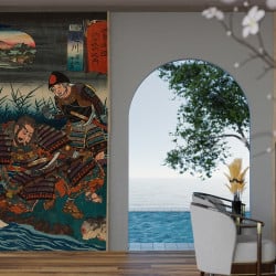 Papier Peint Panoramique Estampe 19e siècle Utagawa Kuniyoshi - Echigawa
