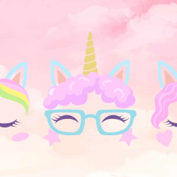 Papier Peint Panoramique Licornes Visages