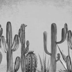 Papier Peint Panoramique Cactus Noir et Blanc Papier Peint Panoramique Cactus Noir et Blanc