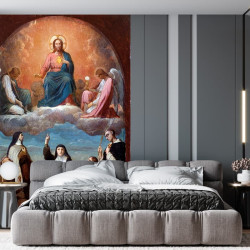 Papier Peint Panoramique Peinture 19e siècle Romain Cazes - Esquisse pour l'église de la Trinité : Le Sacré Coeur