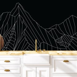 Papier Peint Panoramique Montagne Géométrique Blanc 2