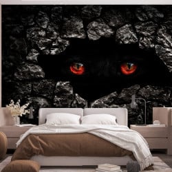 Papier Peint Panoramique Yeux de Chat Horreur