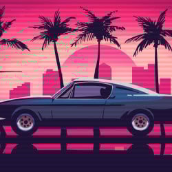Papier Peint Panoramique Mustang Retro 80's