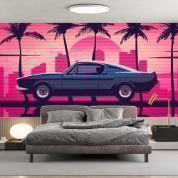 Papier Peint Panoramique Mustang Retro 80's
