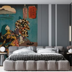 Papier Peint Panoramique Estampe 19e siècle Utagawa Kuniyoshi - Shinmachi