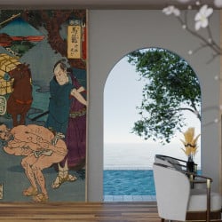 Papier Peint Panoramique Estampe 19e siècle Utagawa Kuniyoshi - Magome