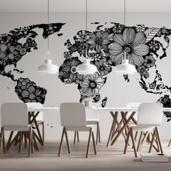 Papier Peint Panoramique Mappemonde Floral