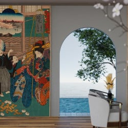 Papier Peint Panoramique Estampe 19e siècle Utagawa Kuniyoshi - Ageo
