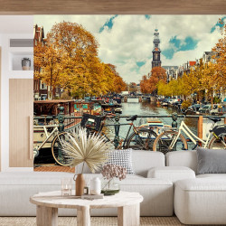 Papier Peint Panoramique Ville Amsterdam Vélos