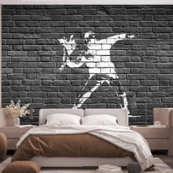 Papier Peint Panoramique Banksy - Rage The Flower Thrower