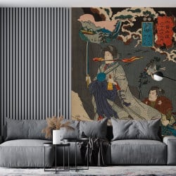 Papier Peint Panoramique Estampe 19e siècle Utagawa Kuniyoshi - Ashida