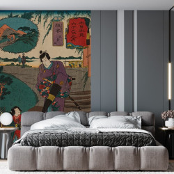 Papier Peint Panoramique Estampe 19e siècle Utagawa Kuniyoshi - Sakamoto