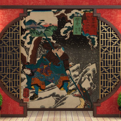 Papier Peint Panoramique Estampe 19e siècle Utagawa Kuniyoshi - Samega