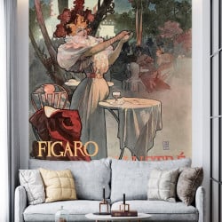 Papier Peint Panoramique Peinture 19e Alphonse Mucha - Figaro Illustré / Les cafés-concerts