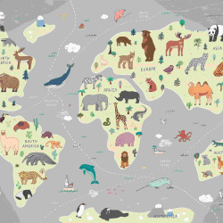 Papier Peint Panoramique Mappemonde Animaux Papier Peint Panoramique Mappemonde Animaux