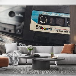 Papier Peint Panoramique Musique Cassettes Vintage