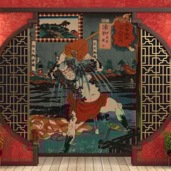 Papier Peint Panoramique Estampe 19e siècle Utagawa Kuniyoshi - Urawa