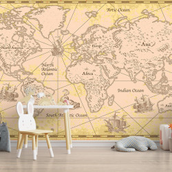 Papier Peint Panoramique Mappemonde Vintage