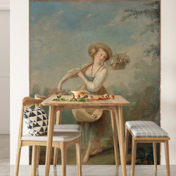 Papier Peint Panoramique Peinture 18e siècle Jean-Baptiste Huet - La Bouquetière