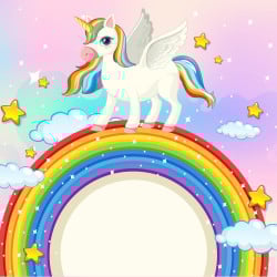 Papier Peint Panoramique Licornes Arc-en-ciel
