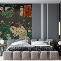 Papier Peint Panoramique Estampe 19e siècle Utagawa Kuniyoshi - Kanō