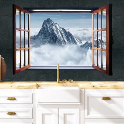 Papier Peint Panoramique Fenêtre Montagne