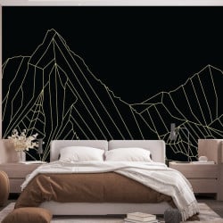 Papier Peint Panoramique Montagne Géométrique Or 2