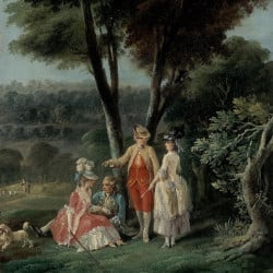 Papier Peint Panoramique Peinture 18e siècle Jean-Baptiste Hilaire - Promenade dans un parc Papier Peint Panoramique Peinture 18e siècle Jean-Baptiste Hilaire - Promenade dans un parc