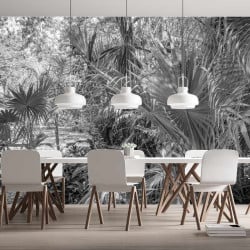 Papier Peint Panoramique Jungle Noir et Blanc