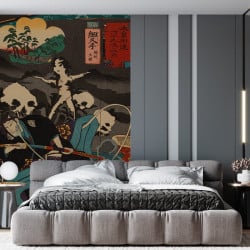 Papier Peint Panoramique Estampe 19e siècle Utagawa Kuniyoshi - Hosokute