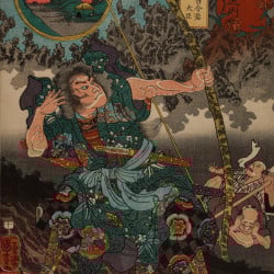 Papier Peint Panoramique Estampe 19e siècle Utagawa Kuniyoshi - Fukaya